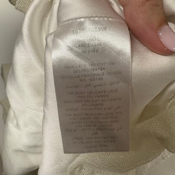 Three Floor Womens White Lace in Line Mini Dress Frilly Ruffles Size 6 Small - Picture 9 of 12